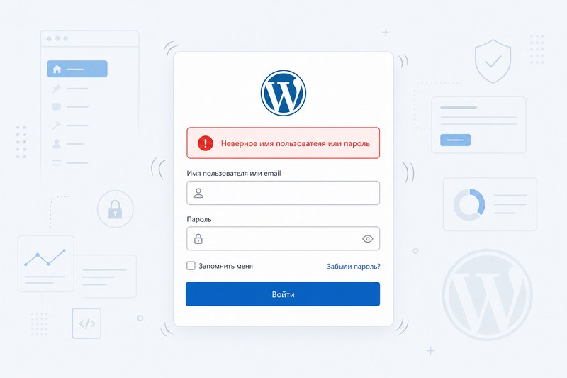 Ошибка входа в WordPress неверный пароль