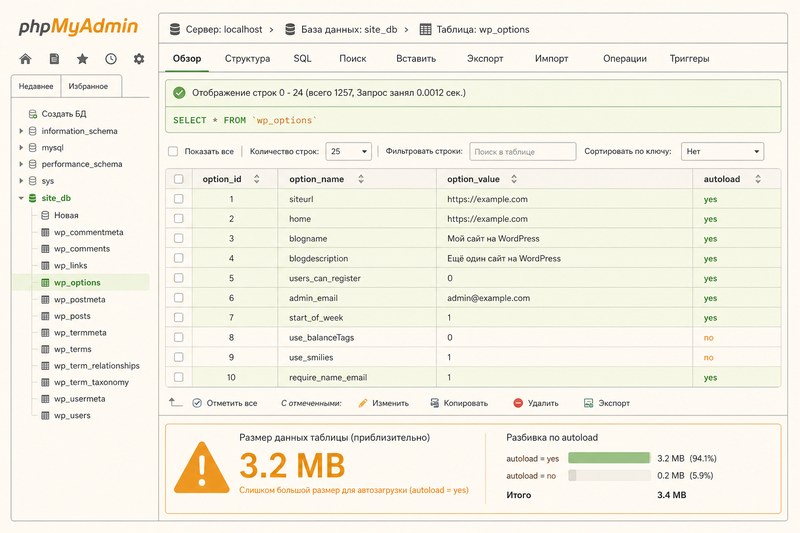 Autoload в таблице wp_options