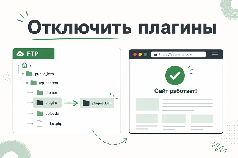 Отключение плагинов WordPress через FTP