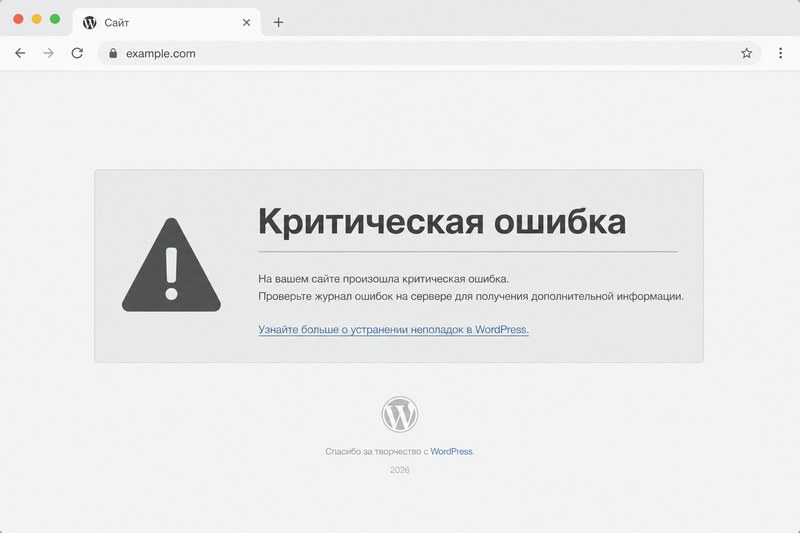 Critical error на сайте WordPress