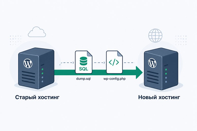 Перенос WordPress и настройка базы данных