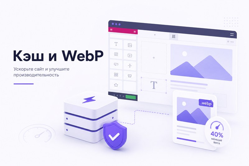 Кэш и WebP на сайте Elementor
