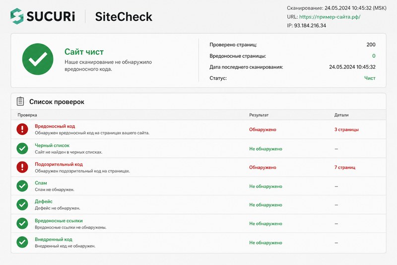 Сканирование сайта Sucuri SiteCheck