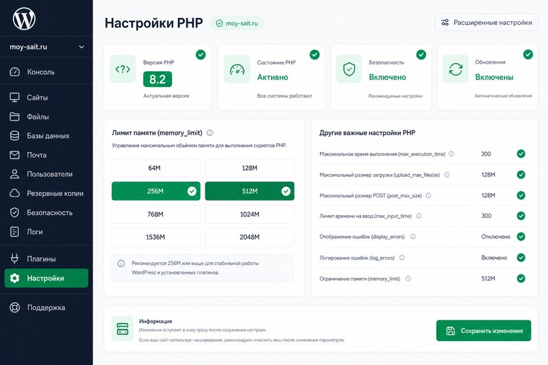 PHP memory_limit для WordPress