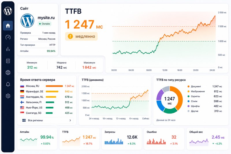 TTFB WordPress медленный хостинг