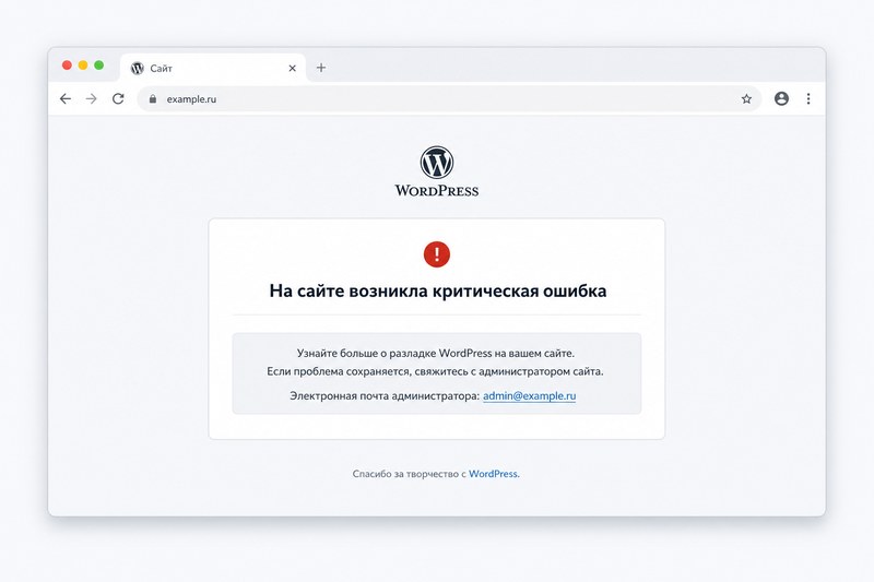 Critical error на сайте WordPress
