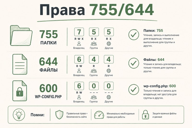 Права доступа chmod для WordPress