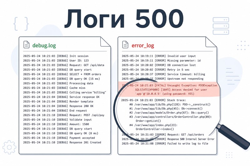 Логи ошибок WordPress и сервера