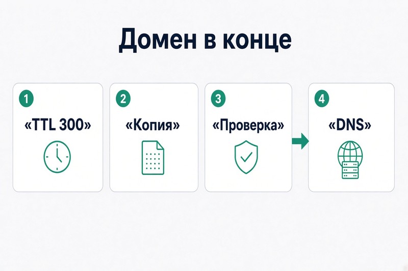 Снижение TTL DNS за сутки до переноса сайта