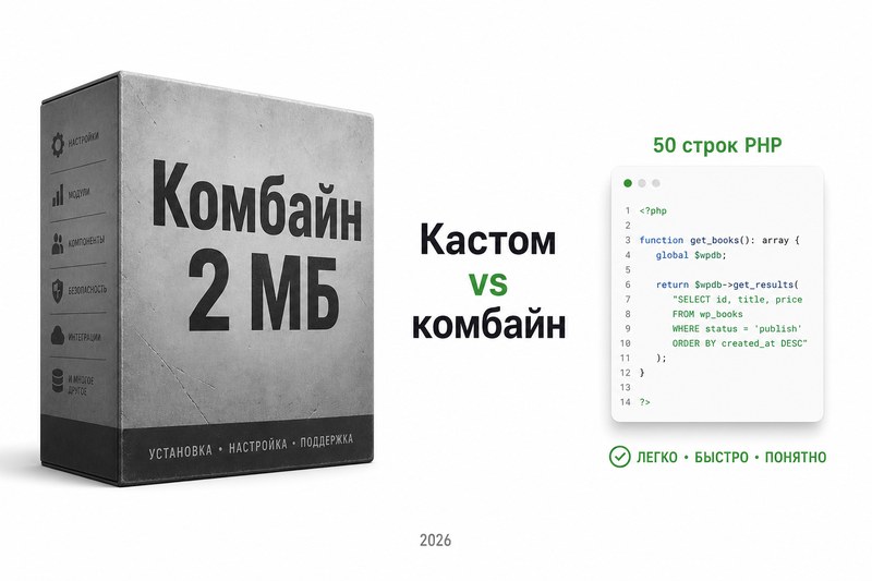 Кастомный код против тяжёлого плагина WordPress