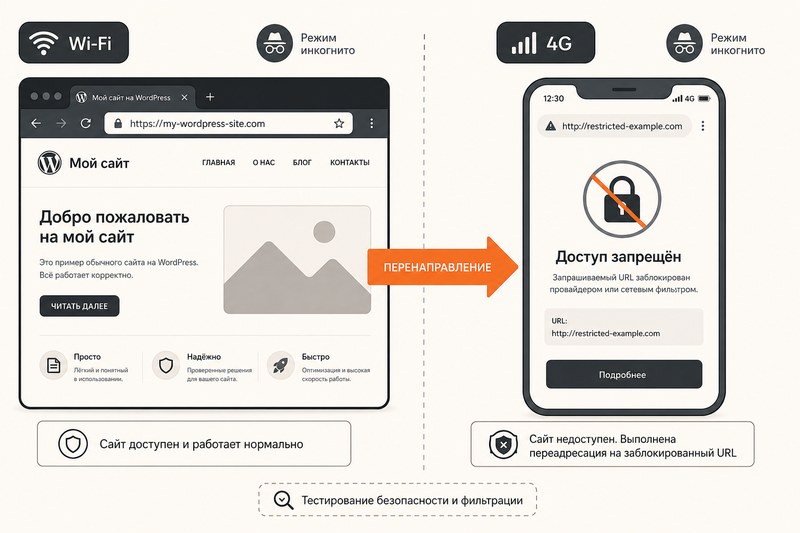 Проверка редиректа WordPress с мобильного