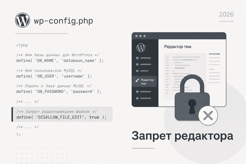 Отключение редактора файлов WordPress
