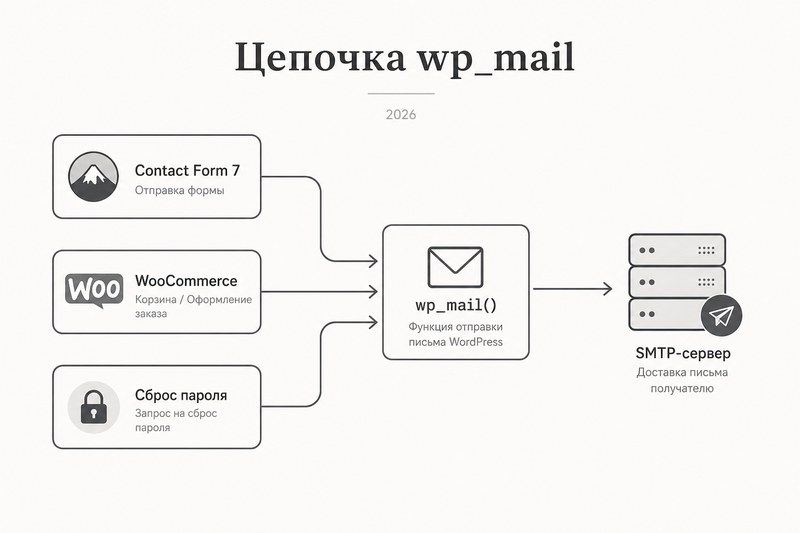 Цепочка отправки писем WordPress