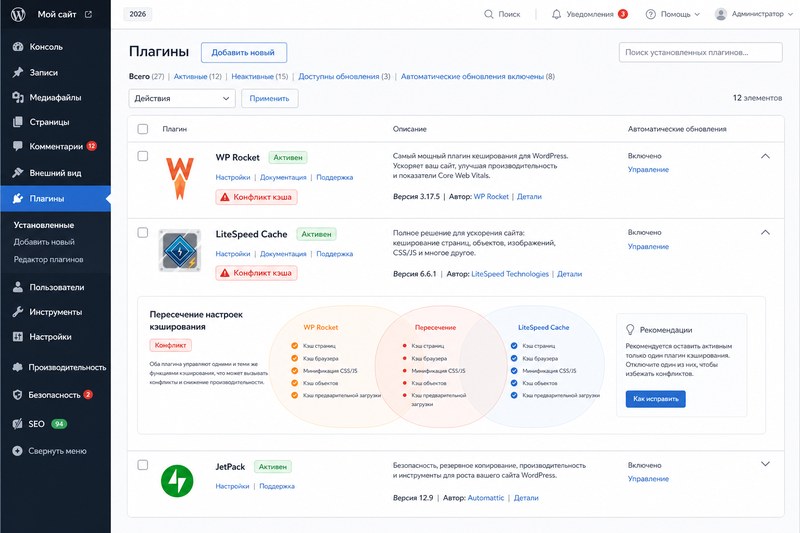 Два кэш-плагина на WordPress