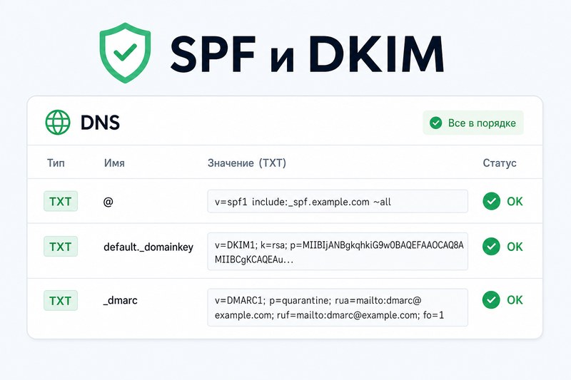 SPF и DKIM записи для домена