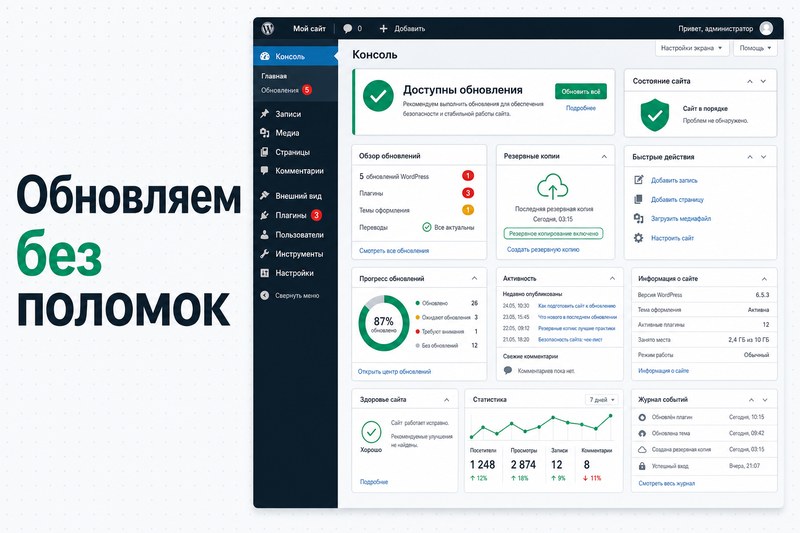 Обновления WordPress: как безопасно обновлять плагины и темы