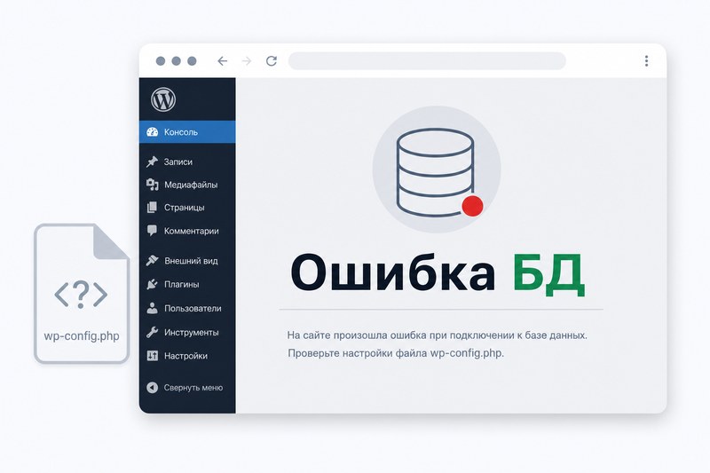 Ошибка базы данных WordPress: connection error — алгоритм