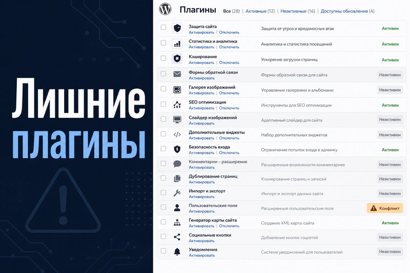 Сколько плагинов WordPress нужно — без лишних комбайнов
