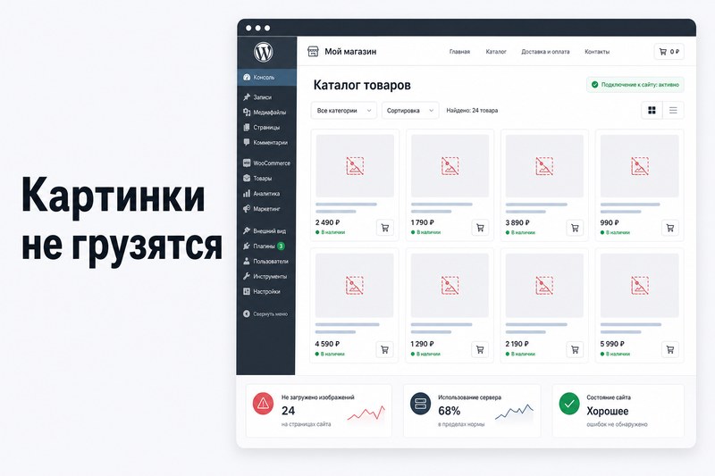Картинки на WordPress не загружаются и не отображаются