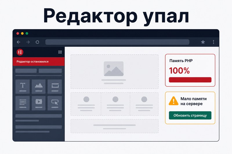 Elementor валил сайт в белый экран при попытке открыть редактор