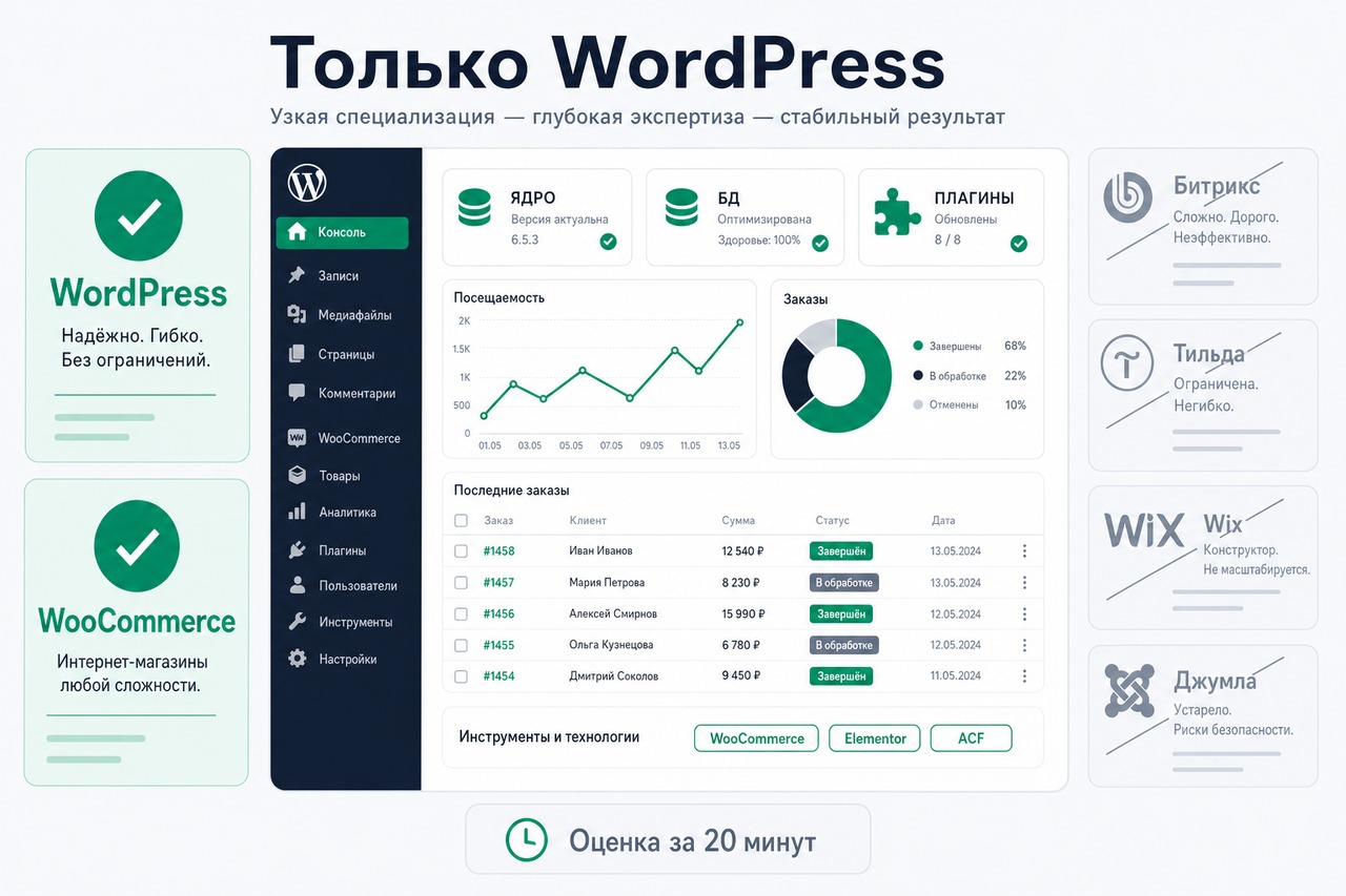 WordPress-экспертиза — только WP и WooCommerce